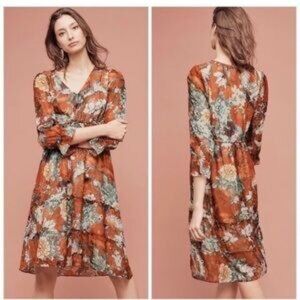 Hemant & Nandita | Anthropologie Floral Print Tiered Zeri Dress